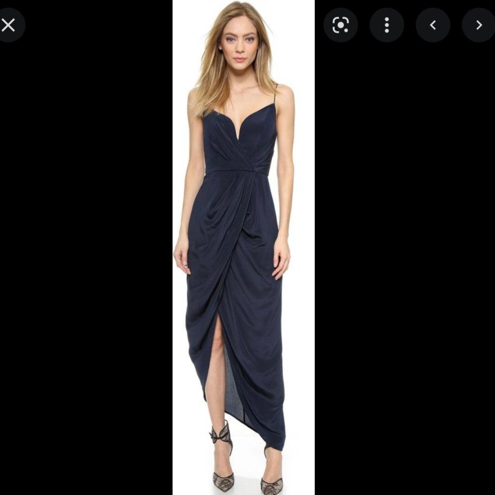 Zimmermann Silk Plunge Drape Long Dres